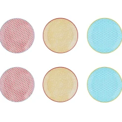 Bjorn Assiettes^6 Assiettes à dessert Pattern Color bleu clair/rouge/jaune - D.21 cm
