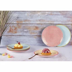Bjorn Assiettes^6 Assiettes à dessert Pattern Color bleu clair/rouge/jaune - D.21 cm