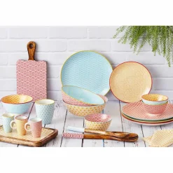 Bjorn Assiettes^6 Assiettes à dessert Pattern Color bleu clair/rouge/jaune - D.21 cm
