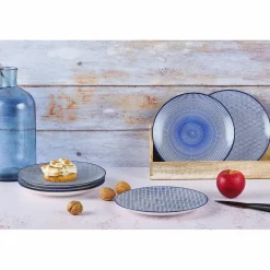6 Assiettes à dessert Pattern Dark blue bleu foncé - D.21 cm-Bjorn Clearance