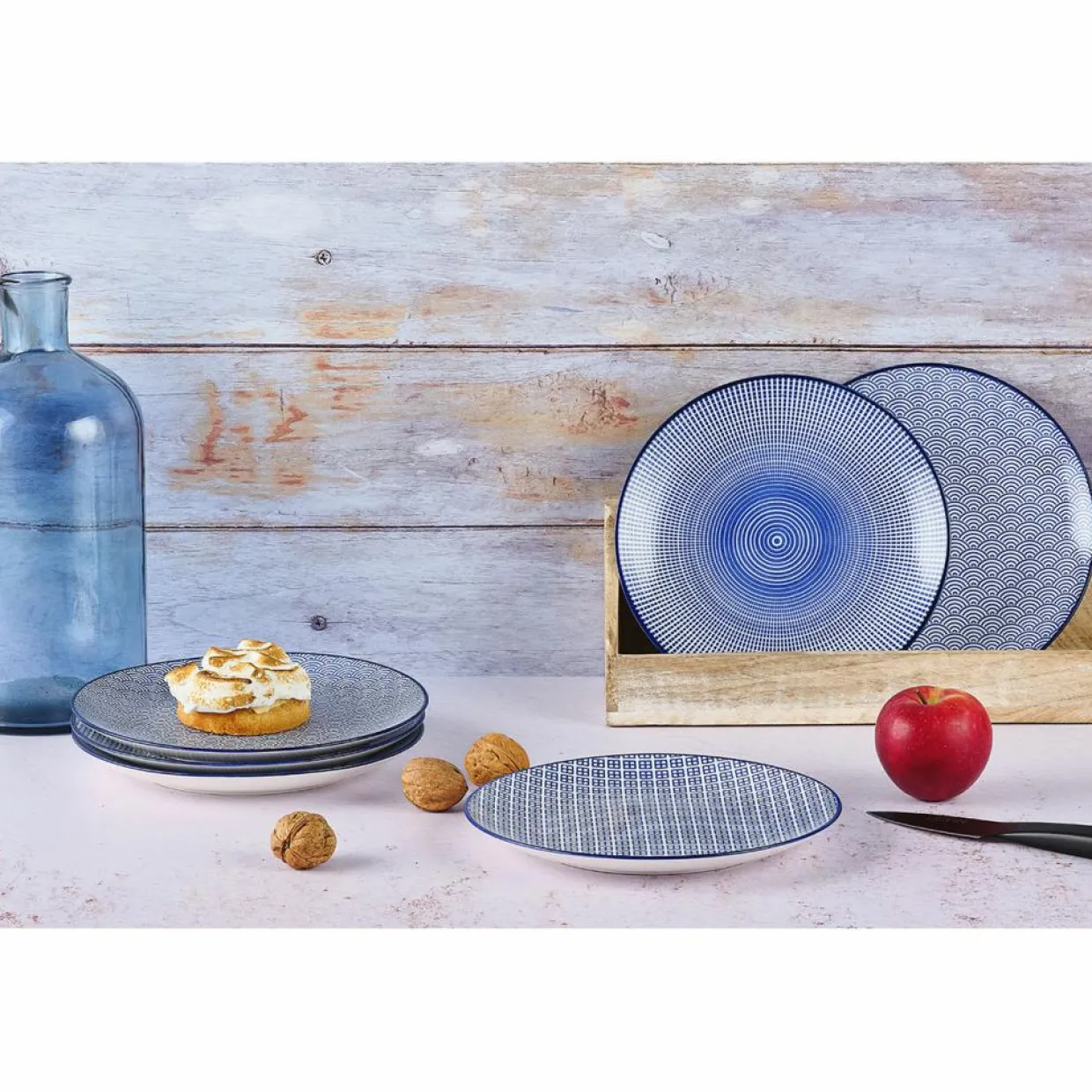 6 Assiettes à dessert Pattern Dark blue bleu foncé - D.21 cm-Bjorn Clearance