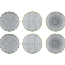 6 Assiettes à dessert Pattern Eclipse gris anthracite - D.21 cm-Bjorn Hot