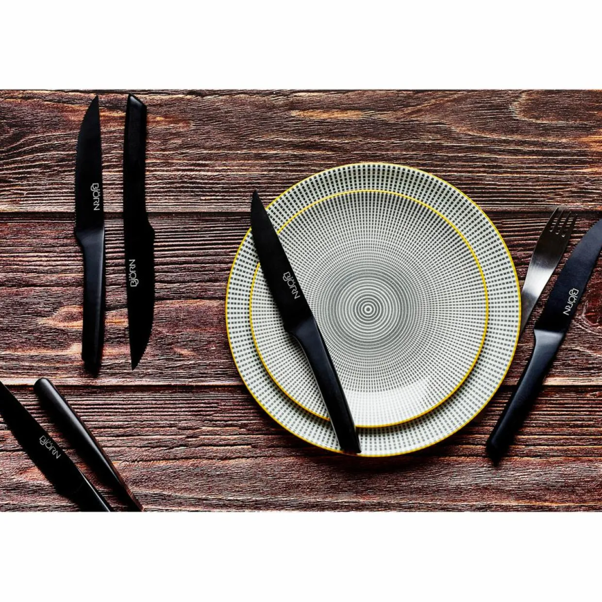 6 Assiettes à dessert Pattern Eclipse gris anthracite - D.21 cm-Bjorn Hot