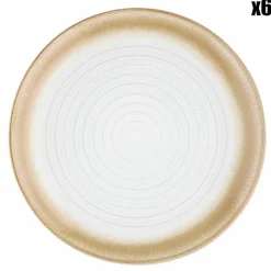 Bjorn Assiettes^6 Assiettes Cosmos beige/blanc nacré - D.21.5 cm