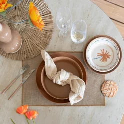 6 Assiettes CoupesArita 20.5Cm En GrèsMarron-Novastyl Discount