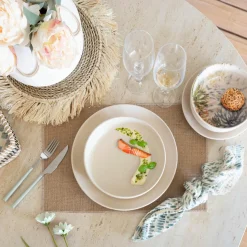 6 Assiettes CoupesArita 20.5Cm En GrèsBeige-Novastyl Sale