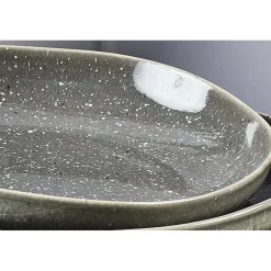 6 Assiettes creuses en Grès Stellar gris/anthracite - D.22.5 cm-Bjorn Online