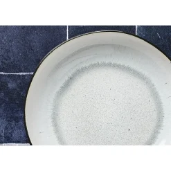 6 Assiettes creuses en Grès Iris blanc/ivoire - D.22.5 cm-Bjorn Clearance