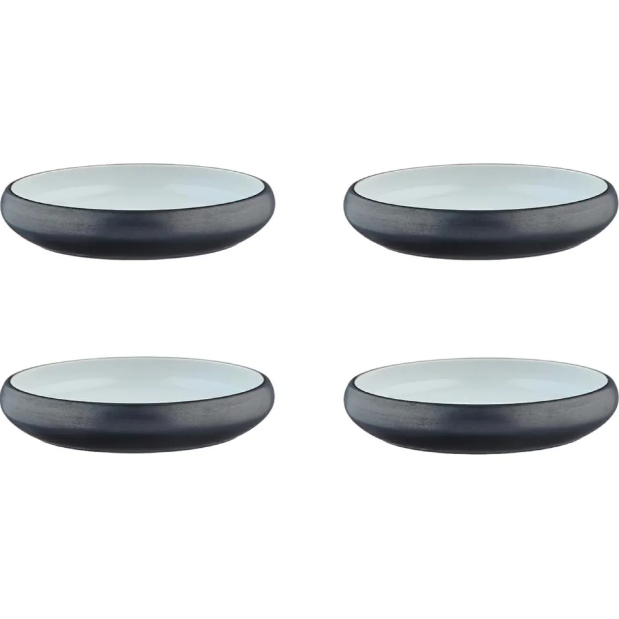 Bjorn Assiettes^4 Assiettes creuses en Grès Gorumet blanc granité/noir onyx - D.21,5 cm