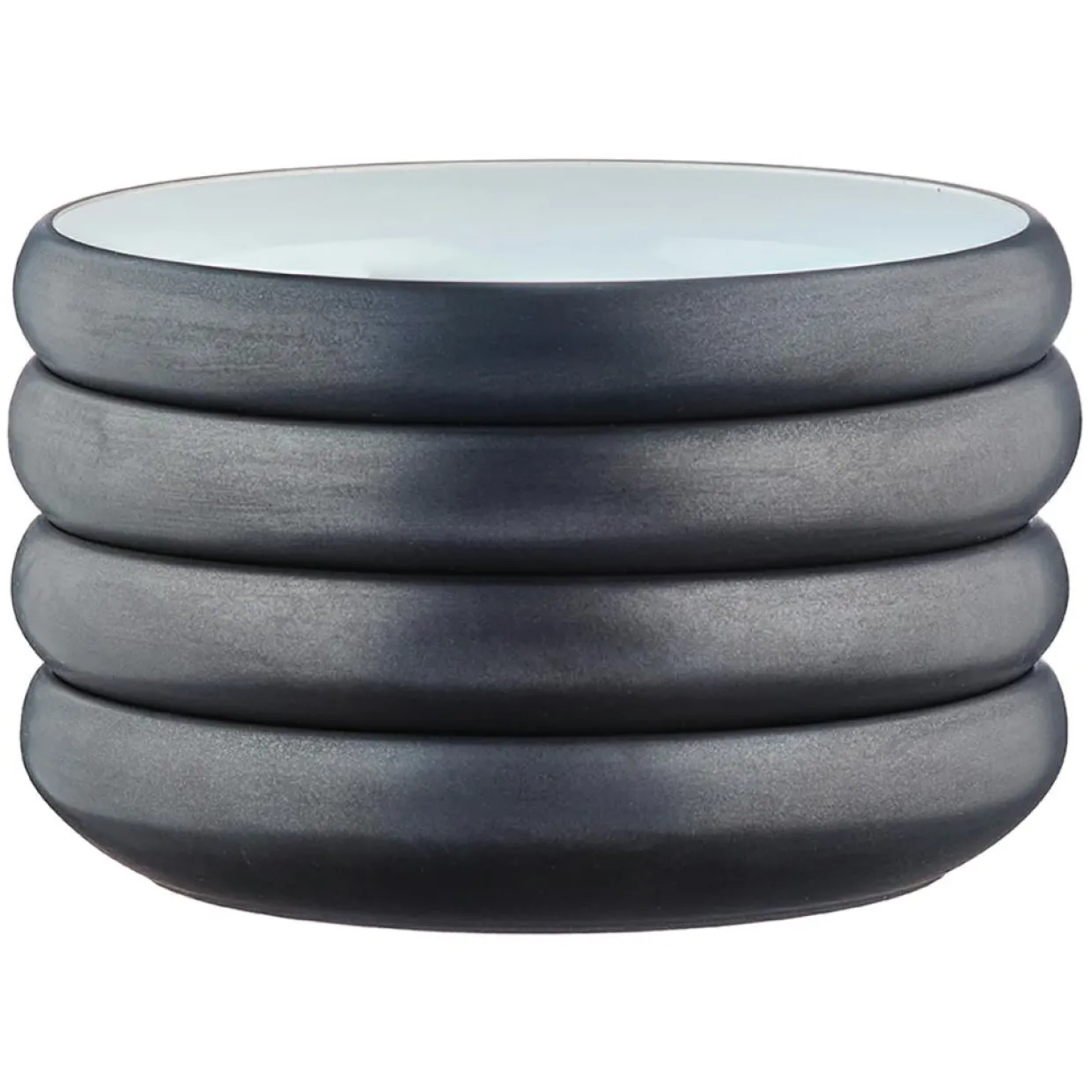Bjorn Assiettes^4 Assiettes creuses en Grès Gorumet blanc granité/noir onyx - D.21,5 cm
