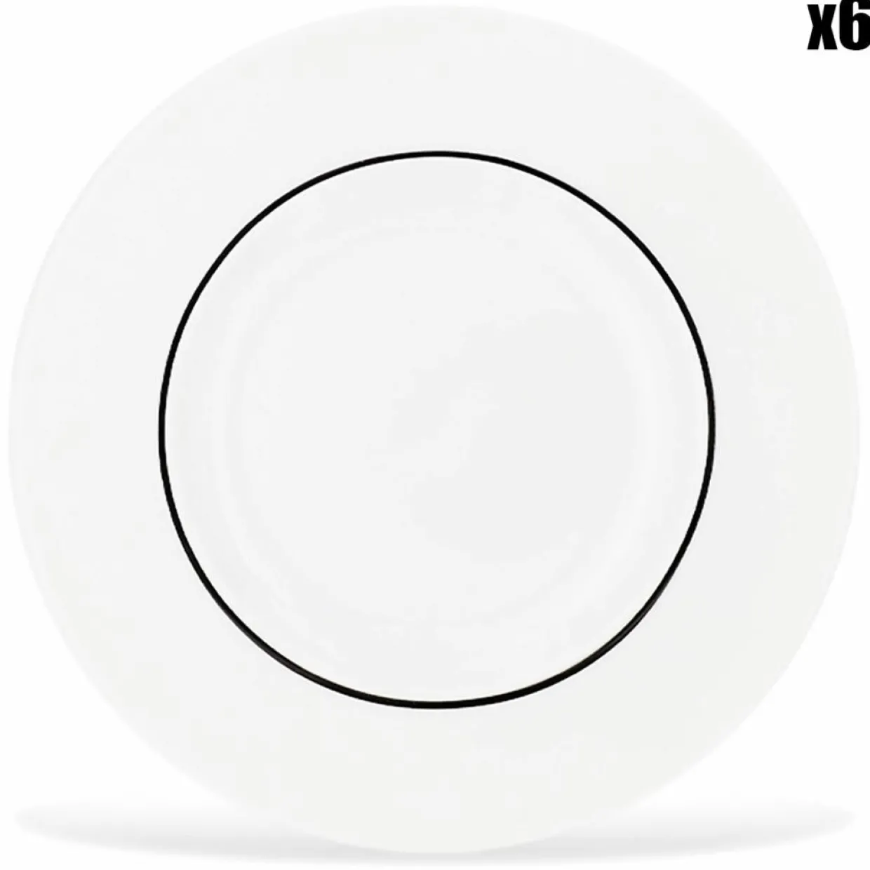 6 Assiettes creuses en Porcelaine Ligne blanches - D.30 cm-Fauchon Clearance