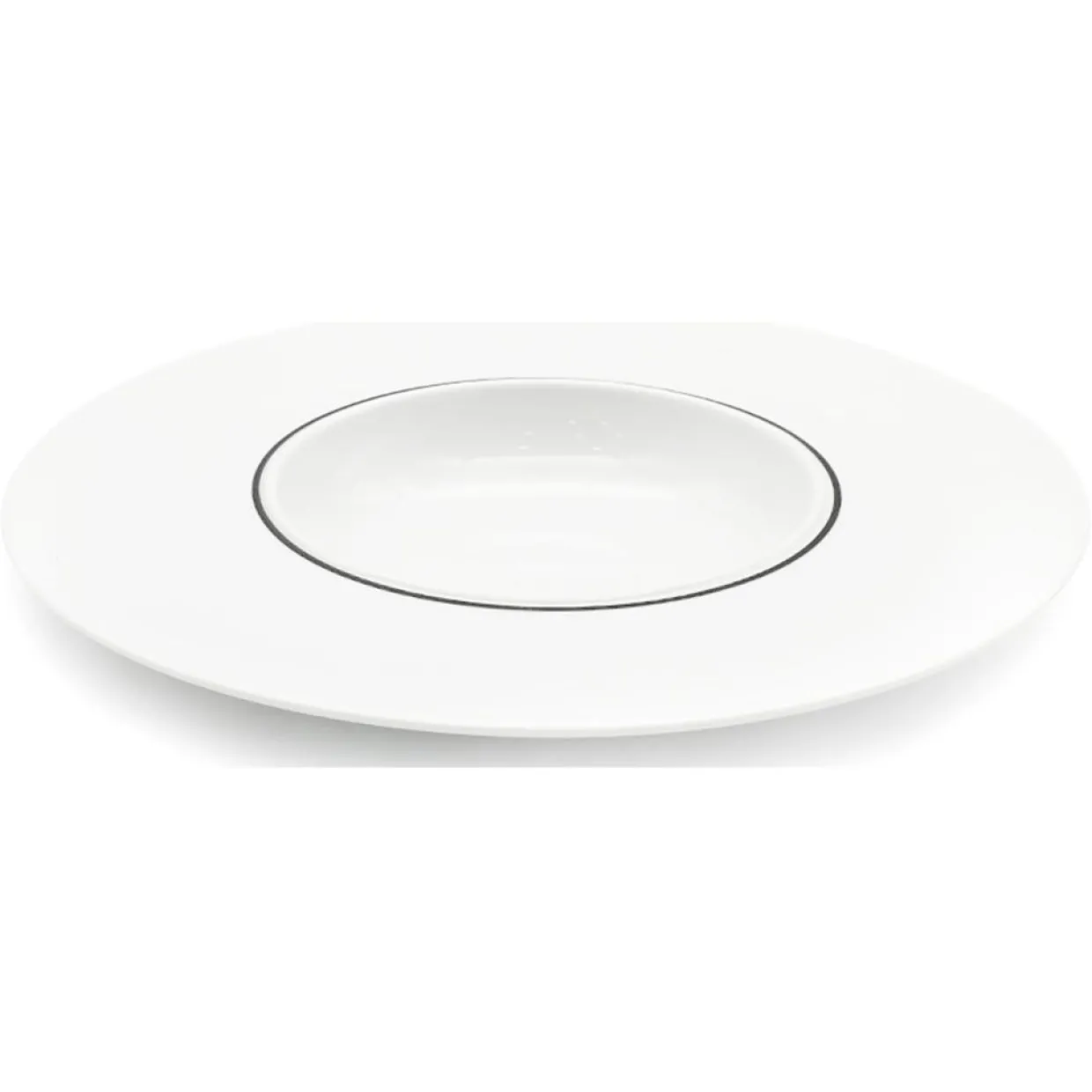 6 Assiettes creuses en Porcelaine Ligne blanches - D.30 cm-Fauchon Clearance