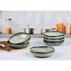 6 Assiettes Creuses Genesis bleu/gris/kaki - 100 cl-Bjorn Sale