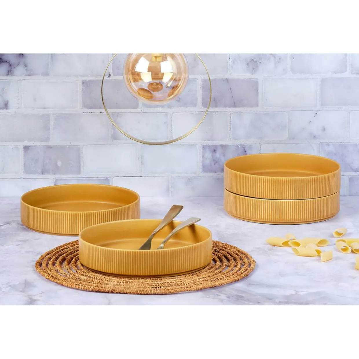 Bjorn Assiettes^4 Assiettes Creuses Scandi jaune ocre - 100 cl