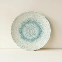6 Assiettes CreusesAqua 21Cm En PorcelaineBlanc Et Bleu-Novastyl Outlet