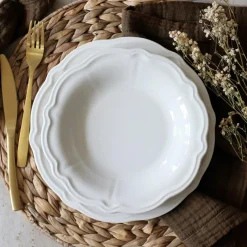 6 Assiettes CreusesCharlotte 22Cm En GrèsBlanc-Novastyl