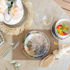 6 Assiettes CreusesCorfou 20.5Cm En GrèsBleu-Novastyl Sale