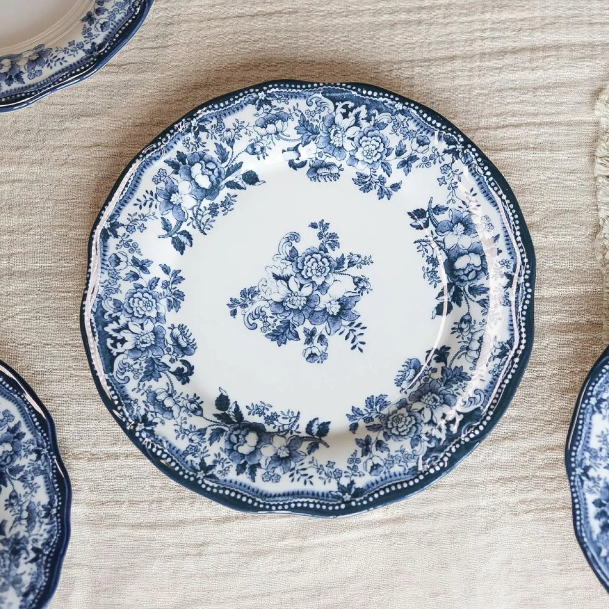 6 Assiettes CreusesEn Porcelaine BleuFaustine 22Cm-Novastyl Outlet