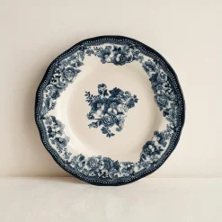 6 Assiettes CreusesEn Porcelaine BleuFaustine 22Cm-Novastyl Outlet