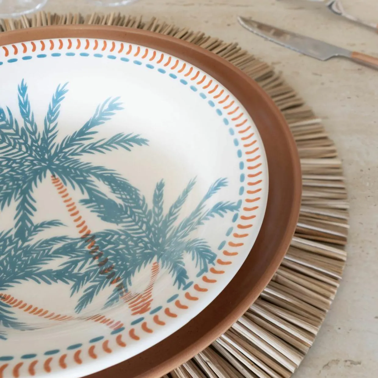 6 Assiettes CreusesTropique 21.5Cm En Grès-Novastyl New