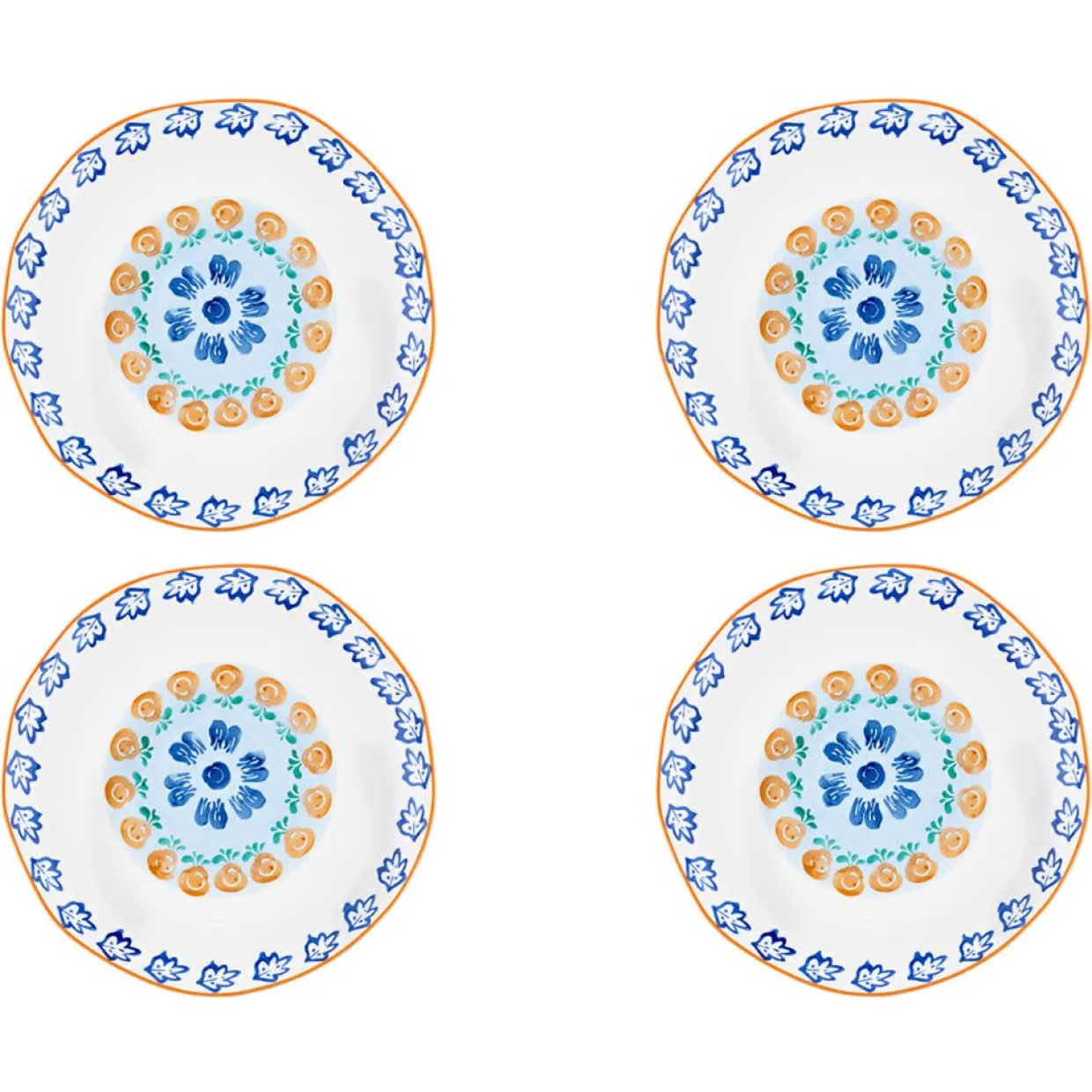 Bjorn Assiettes^4 Assiettes de Cuisine en Porcelaine Napoli multicolore - D.27 cm