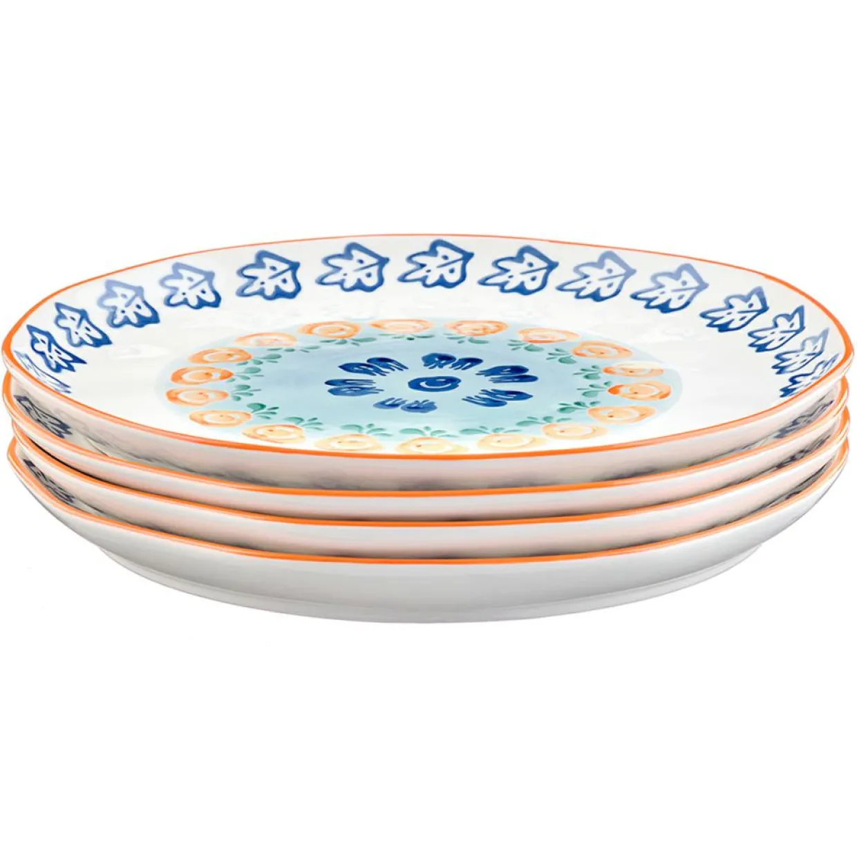 Bjorn Assiettes^4 Assiettes de Cuisine en Porcelaine Napoli multicolore - D.27 cm