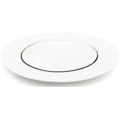 6 Assiettes dessert en Porcelaine Ligne blanches - D.22 cm-Fauchon