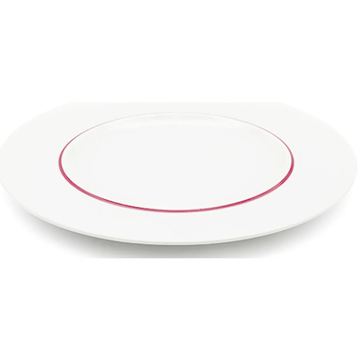 6 Assiettes dessert en Porcelaine Ligne blanches - D.22 cm-Fauchon
