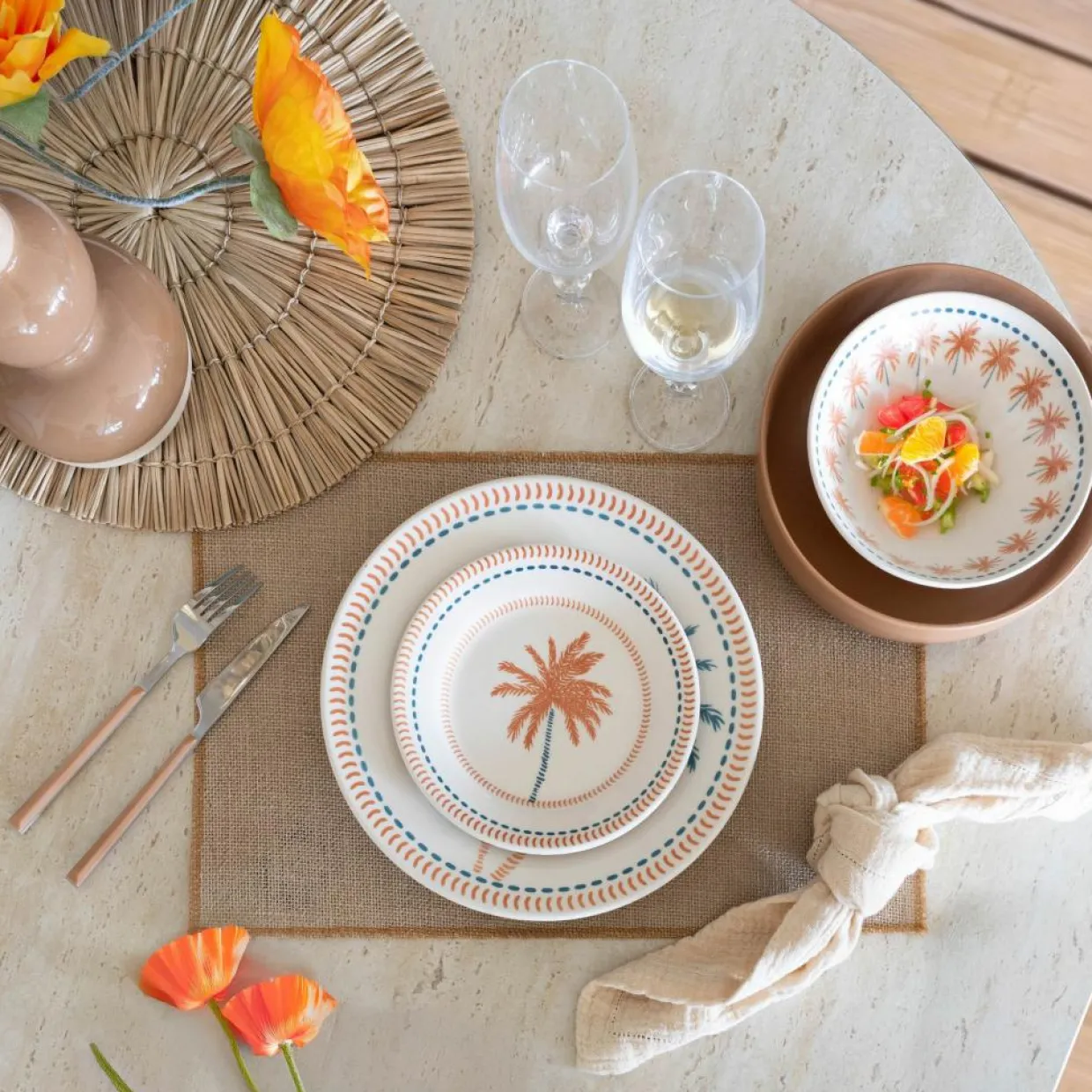 6 Assiettes ÀDessert Tropique 18Cm EnGrès-Novastyl