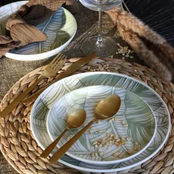 6 Assiettes DessertLeaves 20Cm En Grès Vert-Novastyl Sale