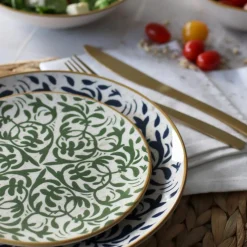 6 Assiettes DessertsHéraclée 19Cm En GrèsDécor Vert-Novastyl Sale