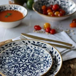 Novastyl Assiettes^6 Assiettes DessertsHéraclée 19Cm En GrèsDécor Bleu