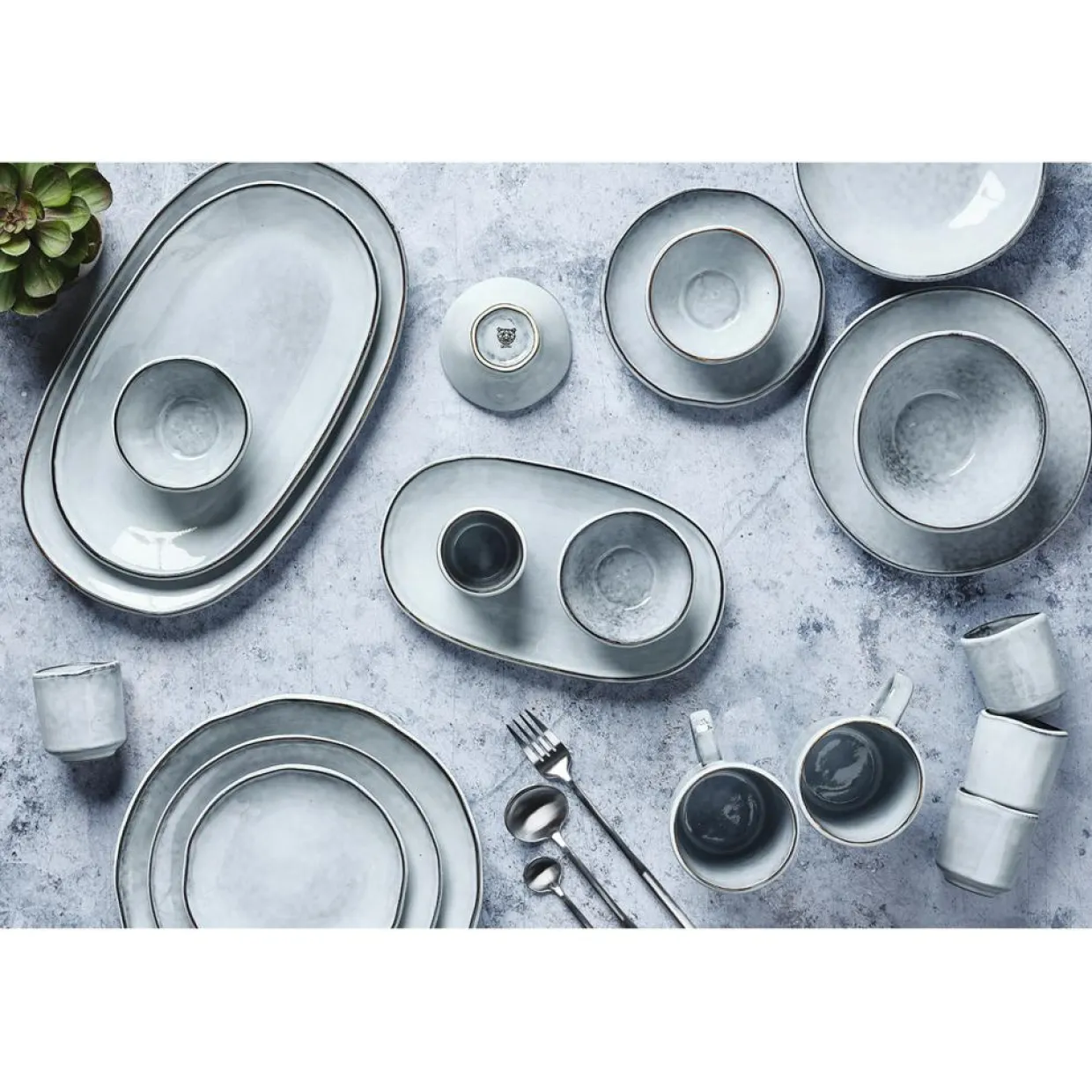 6 Assiettes en Grès Cloud gris clair - D.16 cm-Bjorn Best