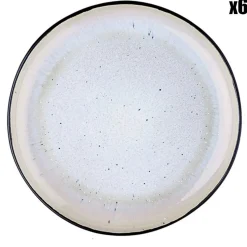 6 Assiettes en Grès dessert Iris blanc/ivoire - D.21.5 cm-Bjorn New