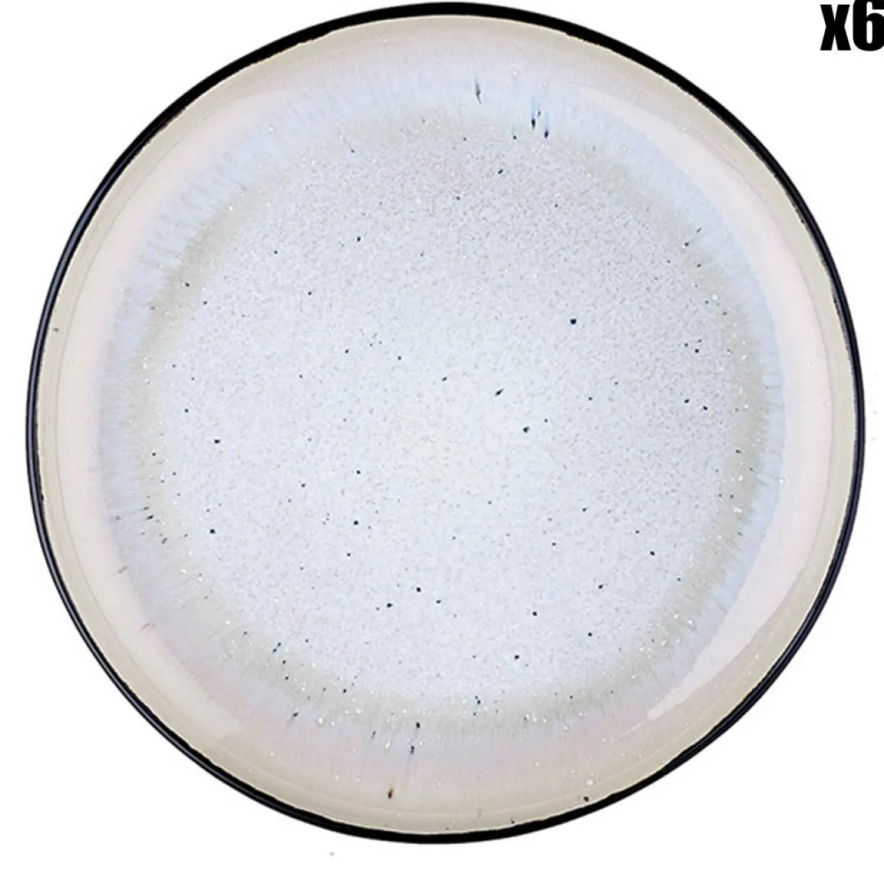6 Assiettes en Grès dessert Iris blanc/ivoire - D.21.5 cm-Bjorn New