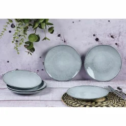 6 Assiettes en Grès dessert Cloud gris clair - D.21.5 cm-Bjorn
