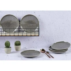 Bjorn Assiettes^6 Assiettes en Grès dessert Stellar gris/anthracite - D.22 cm