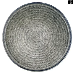 6 Assiettes en Grès dessert Zen gris/bleu - D.22 cm-Bjorn Outlet