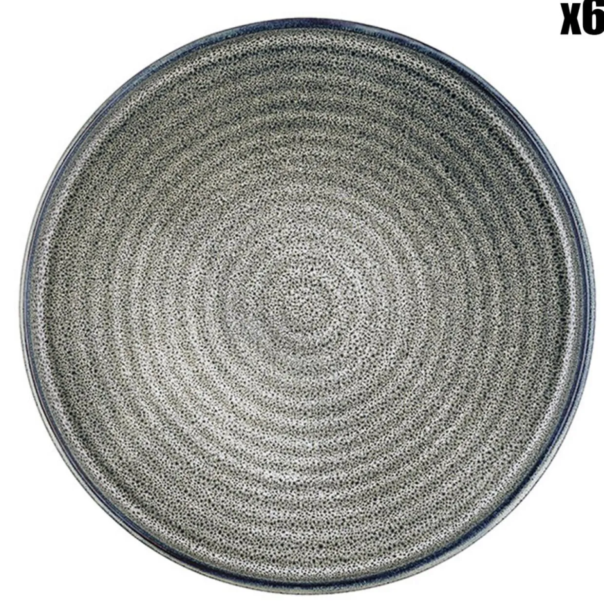 6 Assiettes en Grès dessert Zen gris/bleu - D.22 cm-Bjorn Outlet