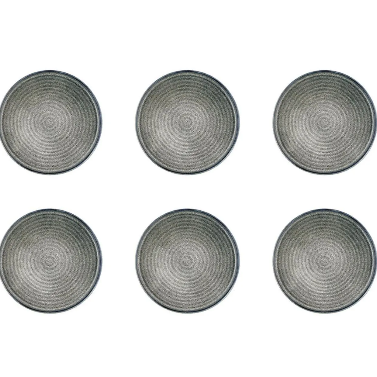 6 Assiettes en Grès dessert Zen gris/bleu - D.22 cm-Bjorn Outlet