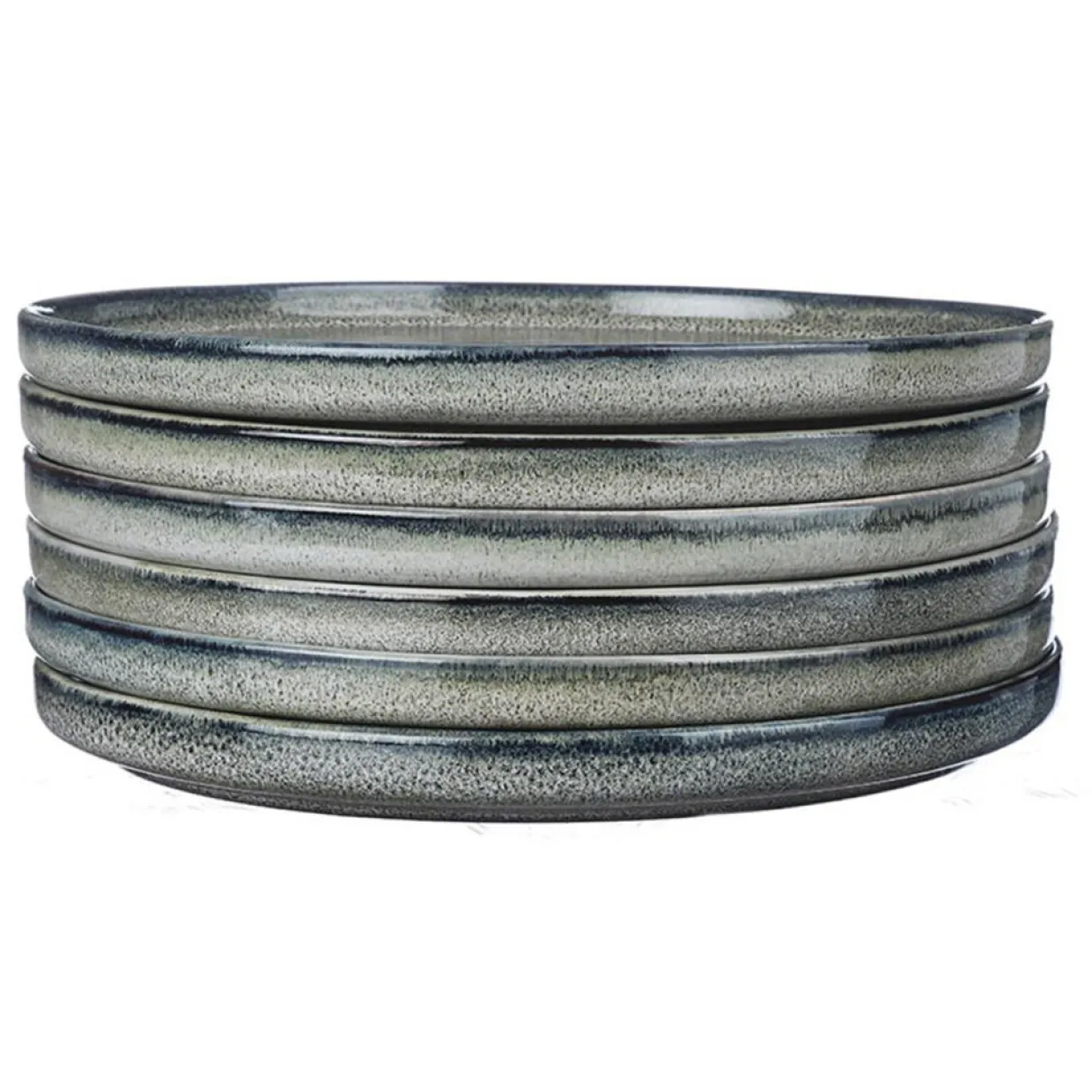 6 Assiettes en Grès dessert Zen gris/bleu - D.22 cm-Bjorn Outlet