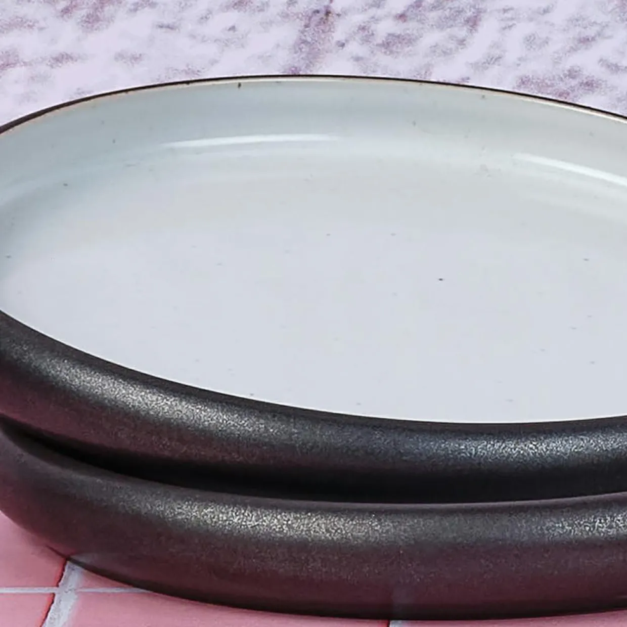 Bjorn Assiettes^4 Assiettes en Grès Gourmet blanc granité/noir onyx - D.15 cm