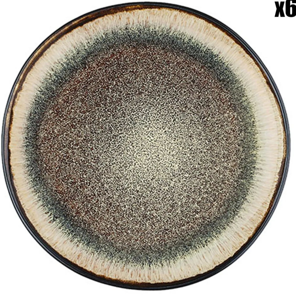 Bjorn Assiettes^6 Assiettes en Grès Iris beige/marron - D,16 cm