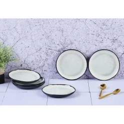 Bjorn Assiettes^6 Assiettes en Grès Iris blanc/ivoire - D.16 cm