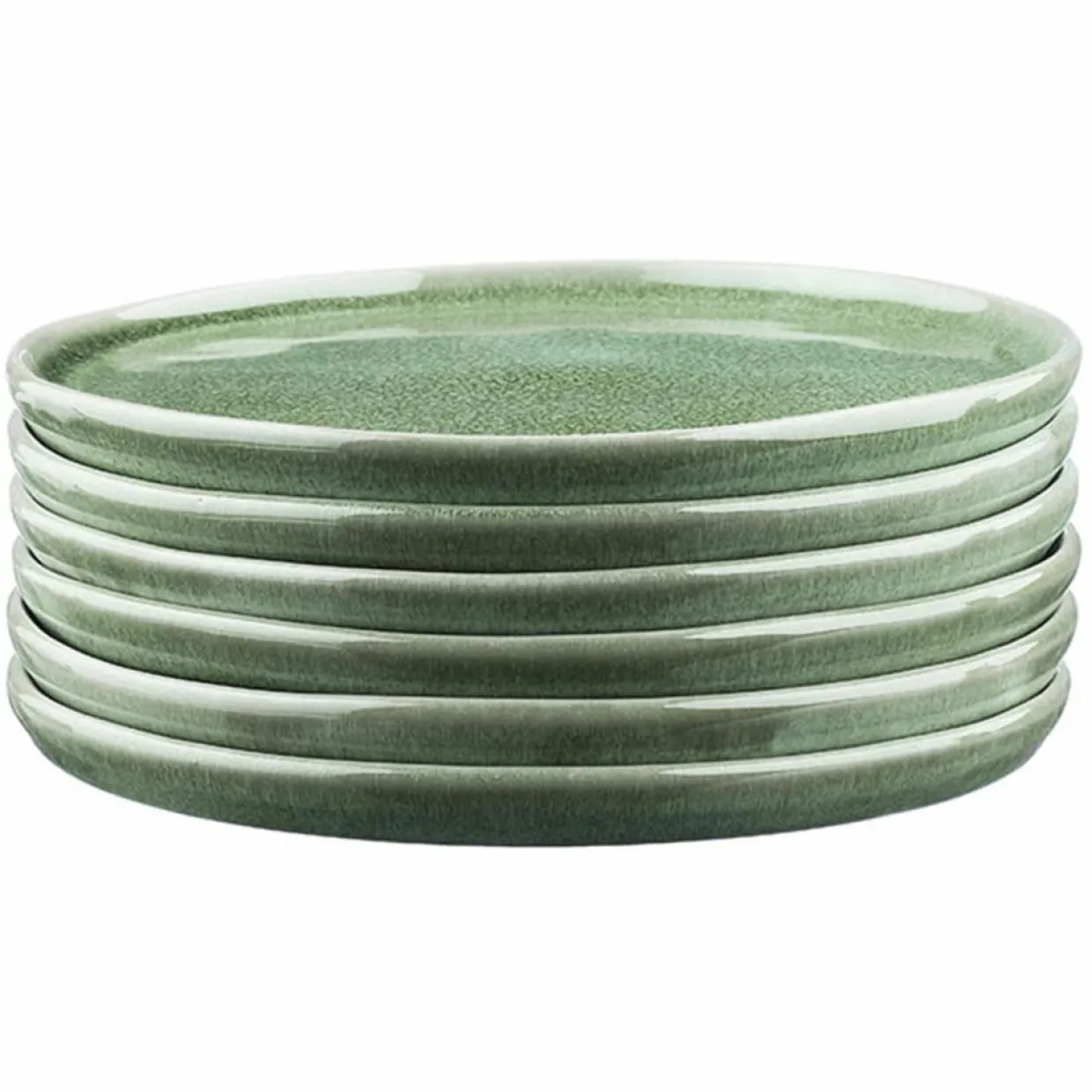 6 Assiettes en Grès Magma vertes - D.20 cm-Bjorn Discount