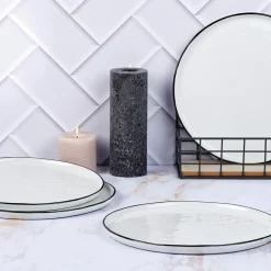 Bjorn Assiettes^4 Assiettes en Grès Napoli blanc neige - D.27 cm