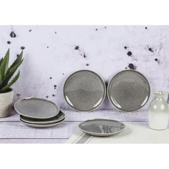 Bjorn Assiettes^6 Assiettes en Grès Stellar gris/anthracite - D.18 cm