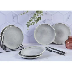 Bjorn Assiettes^6 Assiettes en Grès Stone gris clair - D.19 cm