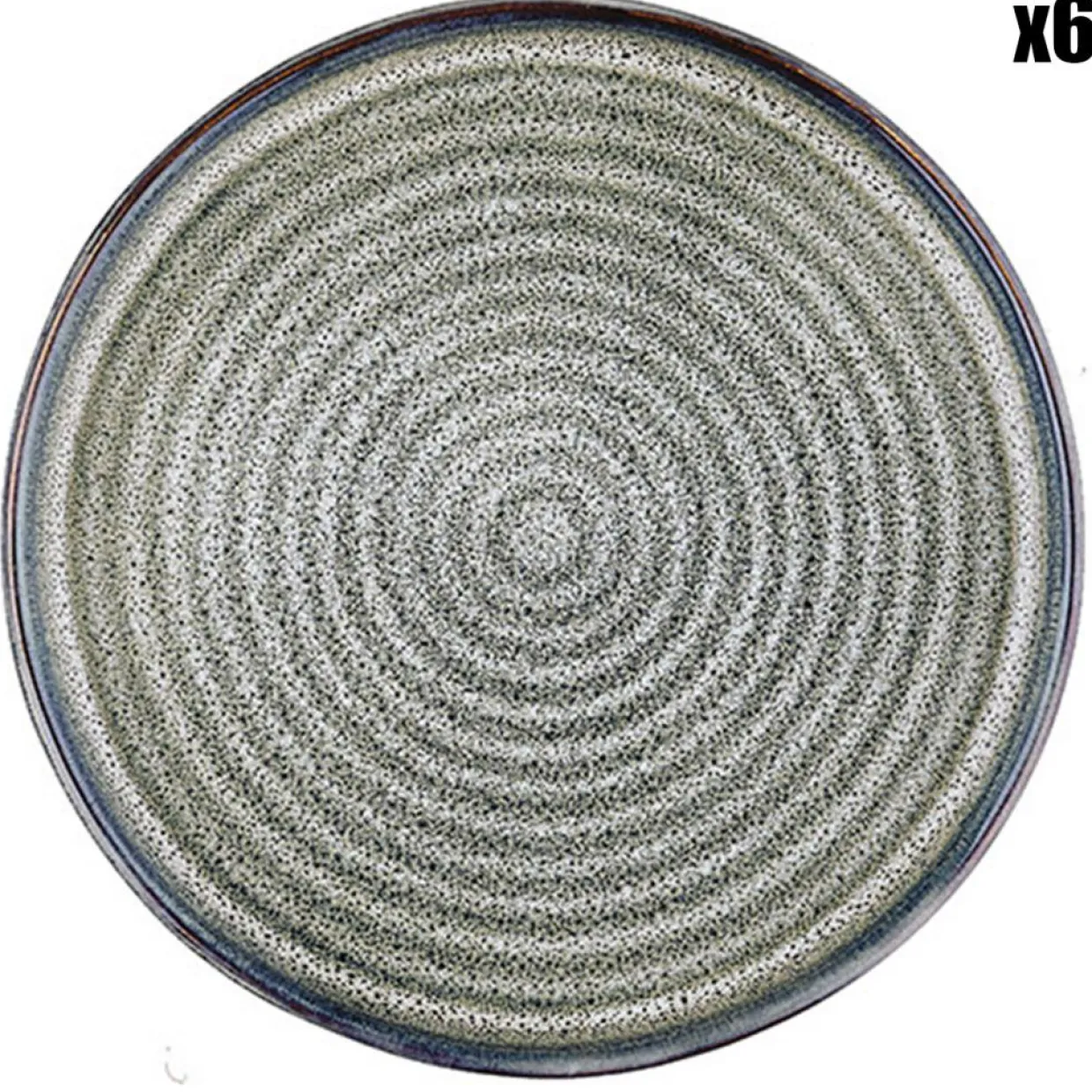 6 Assiettes en Grès Zen gris/bleu - D.17 cm-Bjorn New