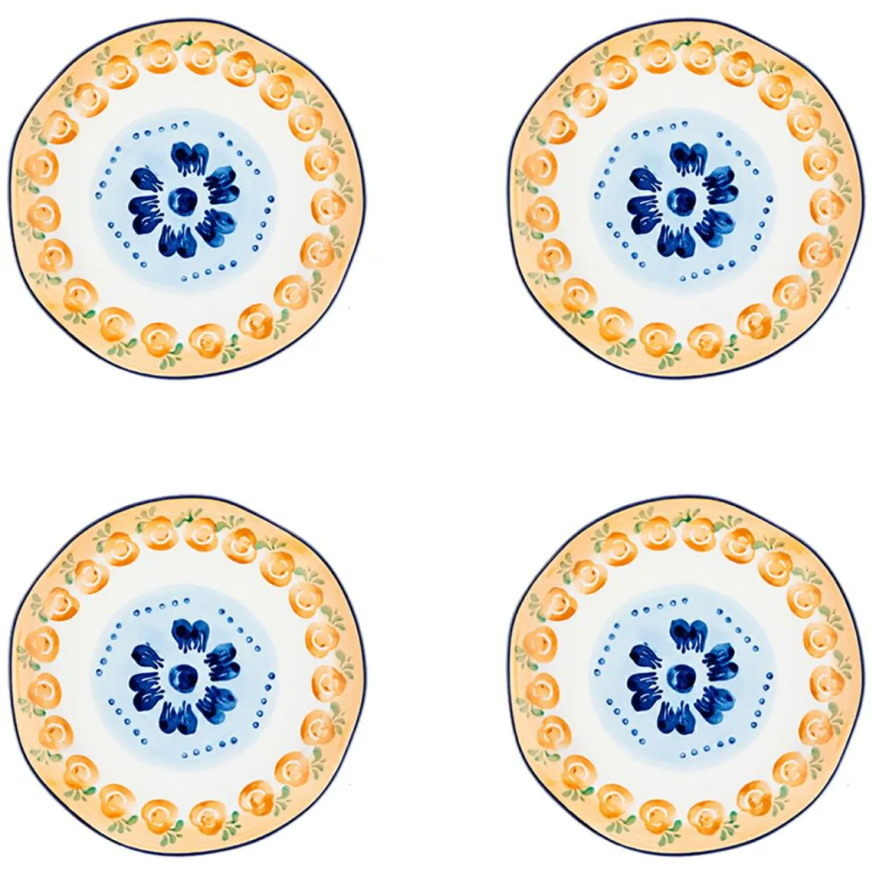 4 Assiettes en Porcelaine Napoli multicolores - D.20 cm-Bjorn Best